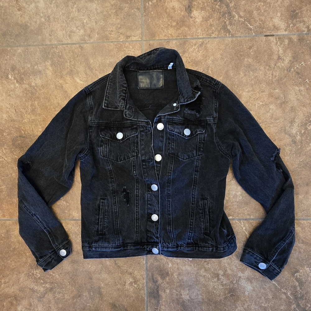 Black Denim | REFUGE | Distressed Jean Jacket